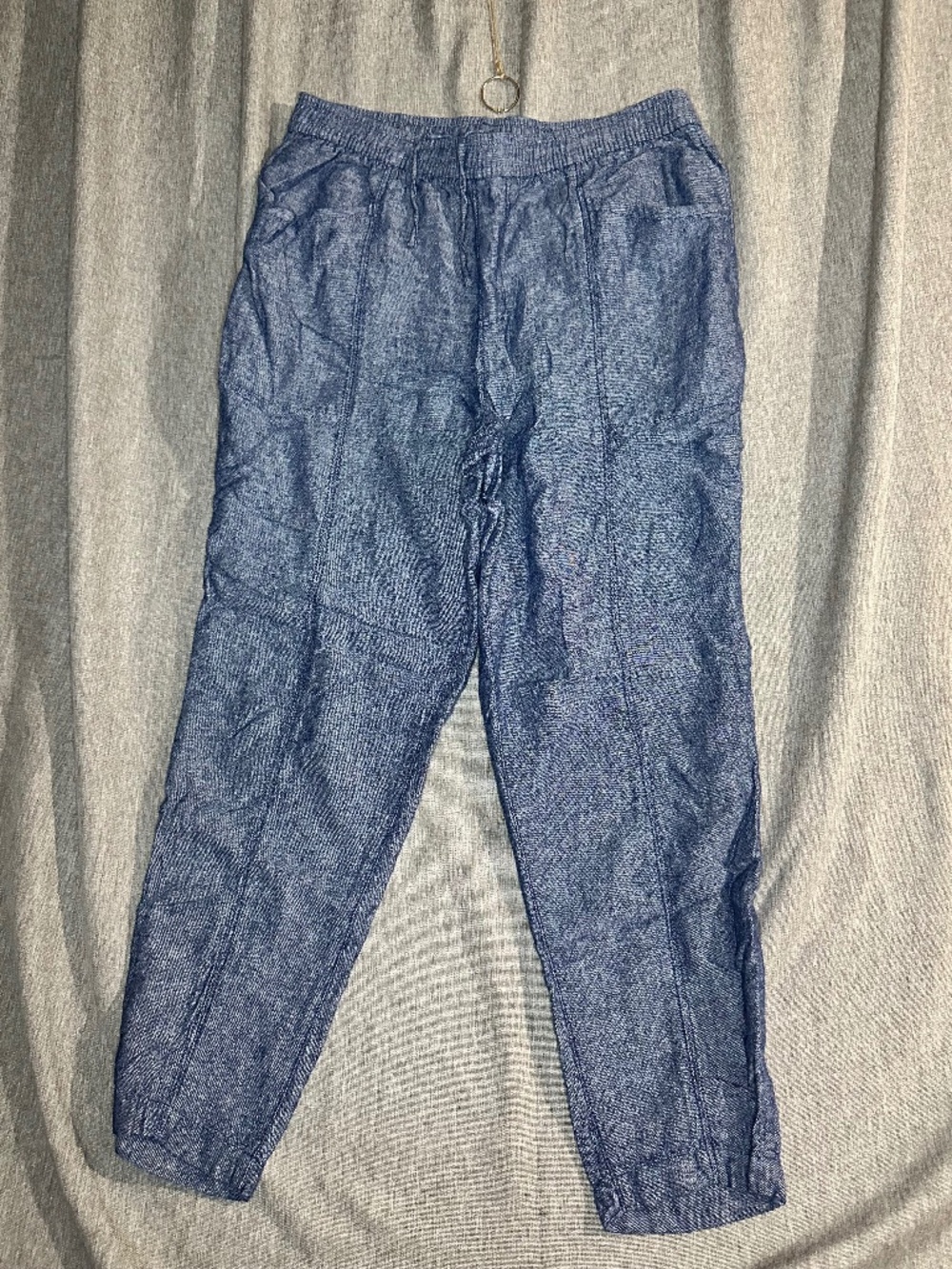 Old Navy Linen Blend High Rise Cropped Tapered Pants Medium Blue